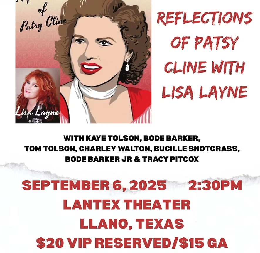 Poster: Reflections of Patsy Cline with Lisa Layne, September 6, 2025 at the LanTex Theater